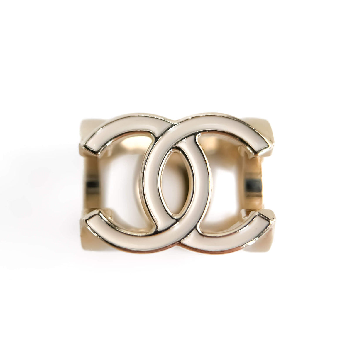 Second hand Chanel CC Metal Ring White - Tabita Bags