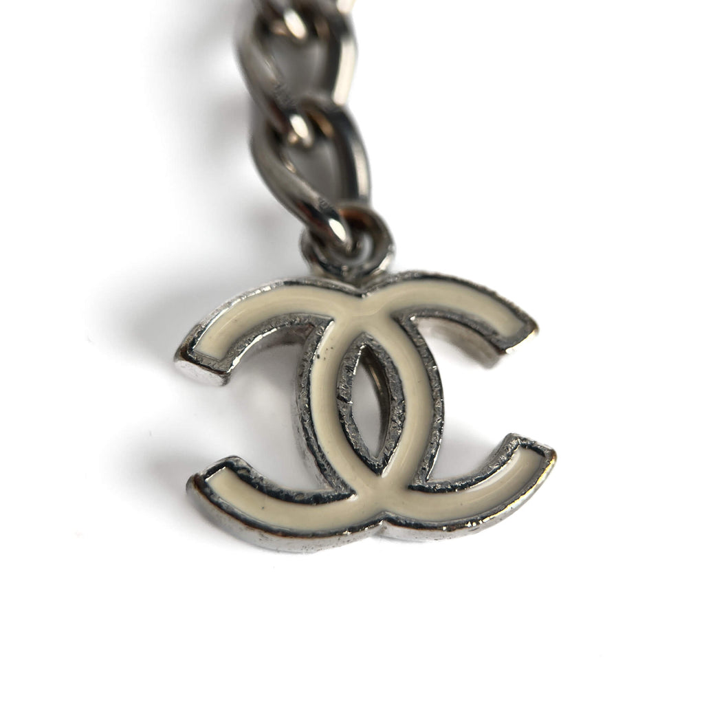 Second hand Chanel CC Metal Thin Belt 95 White - Tabita Bags