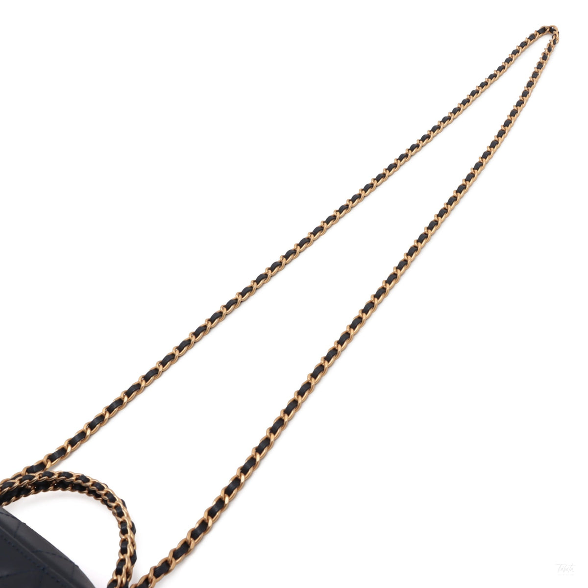 Second hand Chanel CC Mini Lambskin Leather Quilted Chain Top Handle Vanity Case Handbag Blue - Tabita Bags
