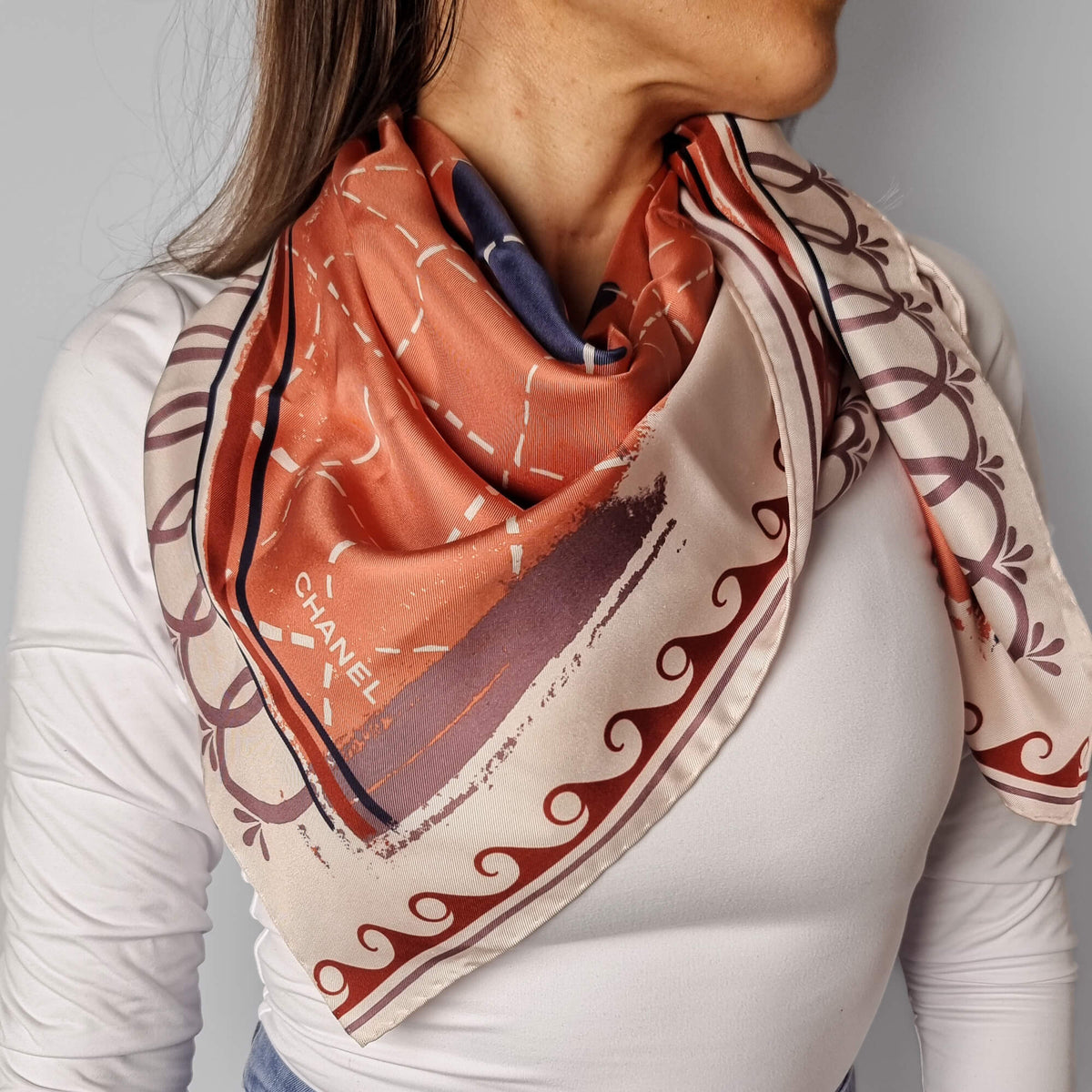 Second hand Chanel CC Silk Foulard Dust Pink - Tabita Bags