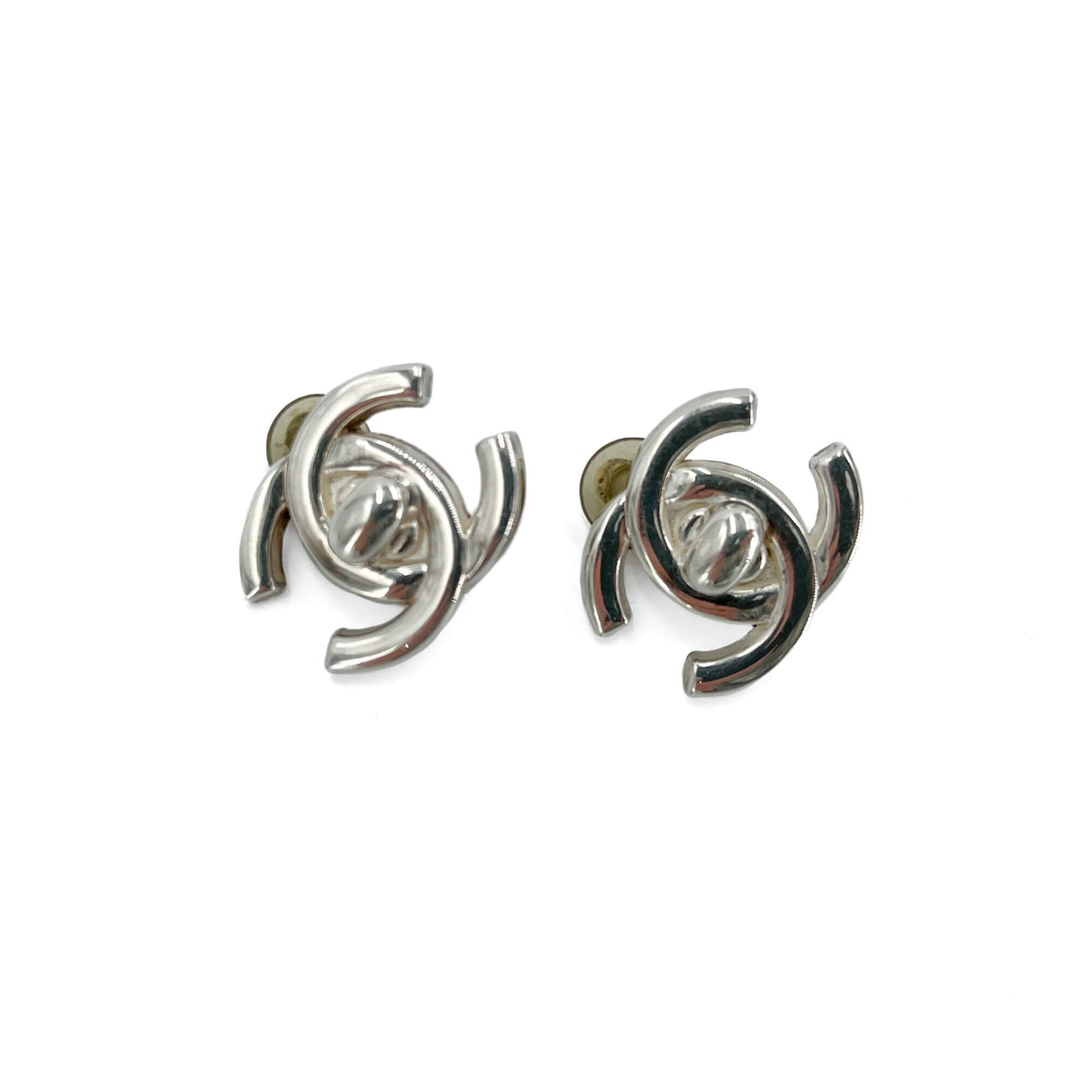 Second hand Chanel CC Silver Stud Earrings Silver - Tabita Bags