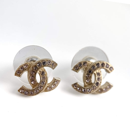 Second hand Chanel CC Stud Earrings With Strass - Tabita Bags