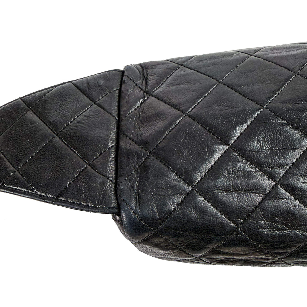 Second hand Chanel Chain Fanny Pack Lambskin Leather Quilted Belt Bag Black - Tabita Bags
