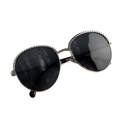 Second hand Chanel Chain Metal Sunglasses Black - Tabita Bags