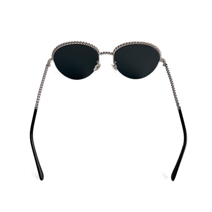 Second hand Chanel Chain Metal Sunglasses Black - Tabita Bags