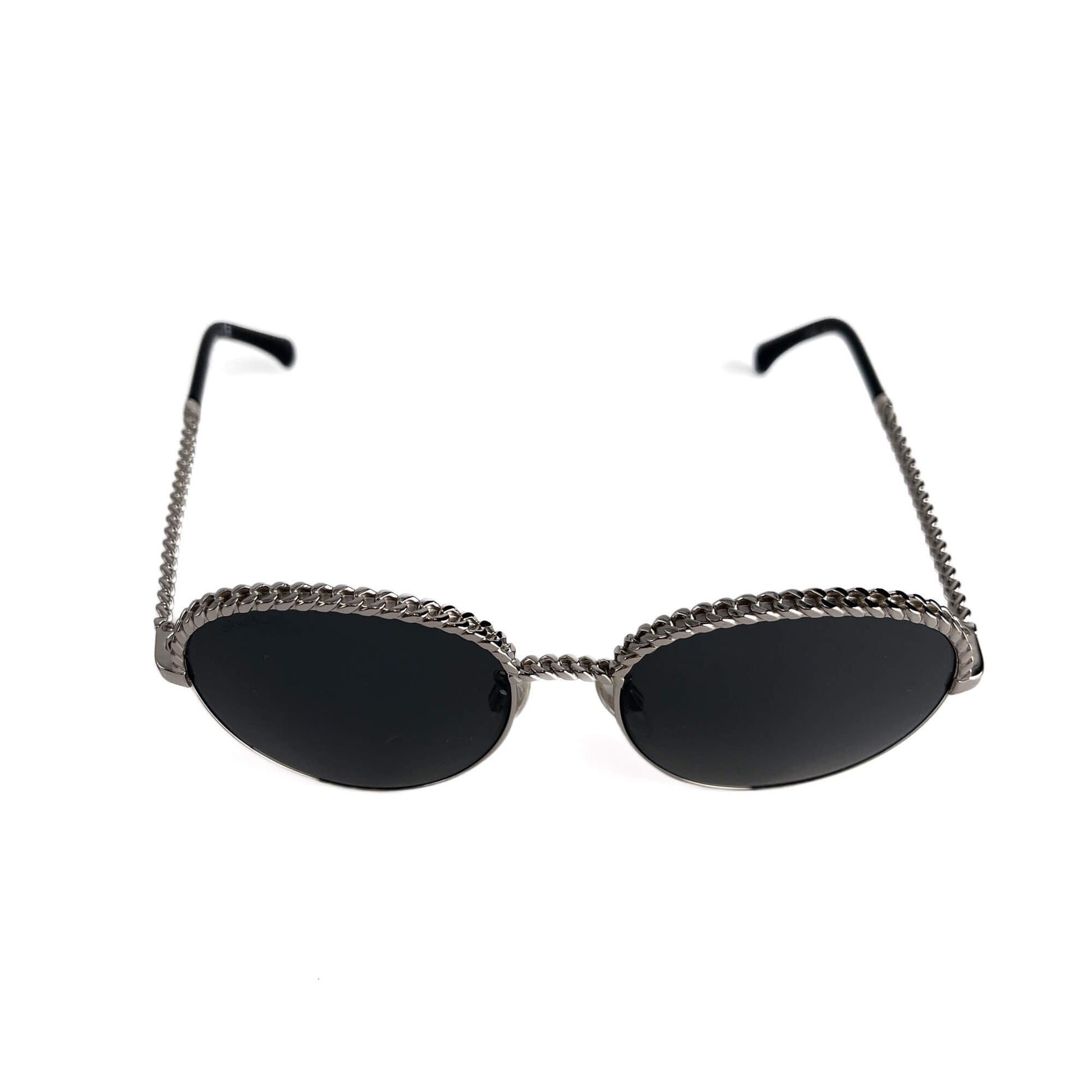 Second hand Chanel Chain Metal Sunglasses Black - Tabita Bags