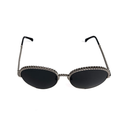 Second hand Chanel Chain Metal Sunglasses Black - Tabita Bags