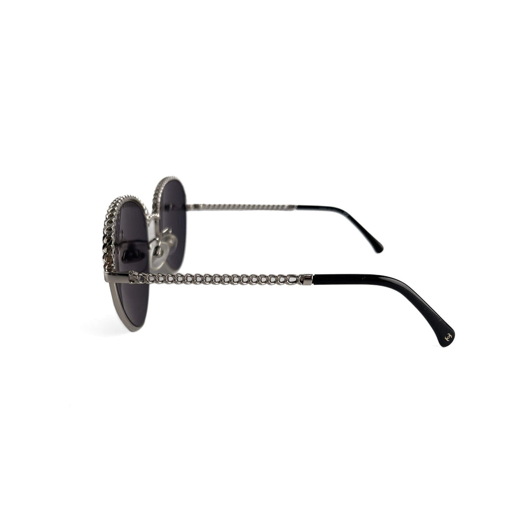 Second hand Chanel Chain Metal Sunglasses Black - Tabita Bags