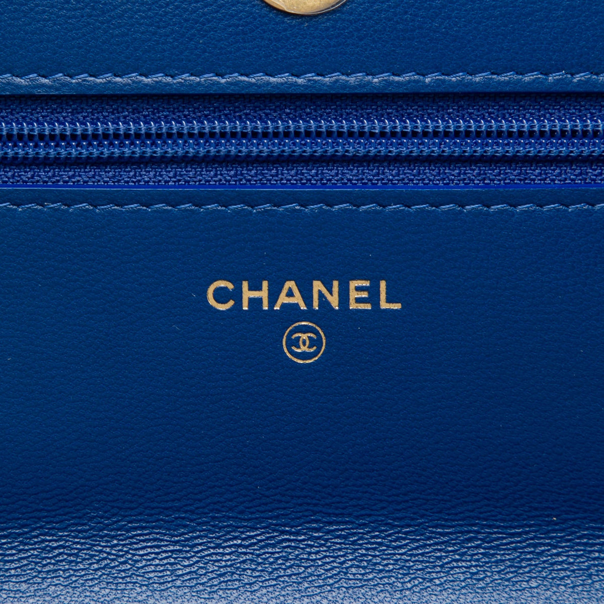 Second hand Chanel CHANEL 19 Lambskin Leather Matelassè Wallet on Chain Handbag Blue - Tabita Bags