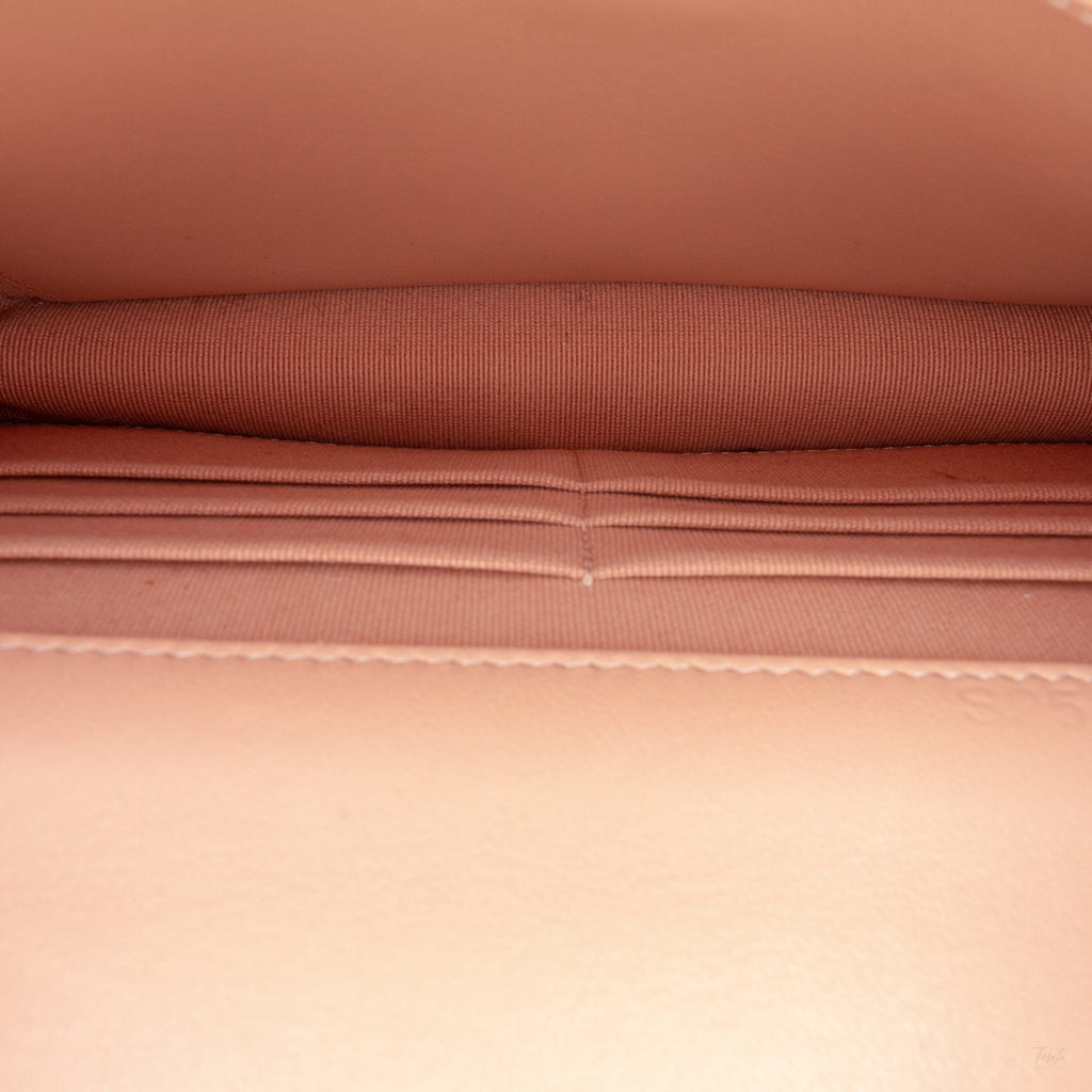 Second hand Chanel CHANEL 19 Lambskin Leather Matelassè Wallet on Chain Handbag Pink - Tabita Bags