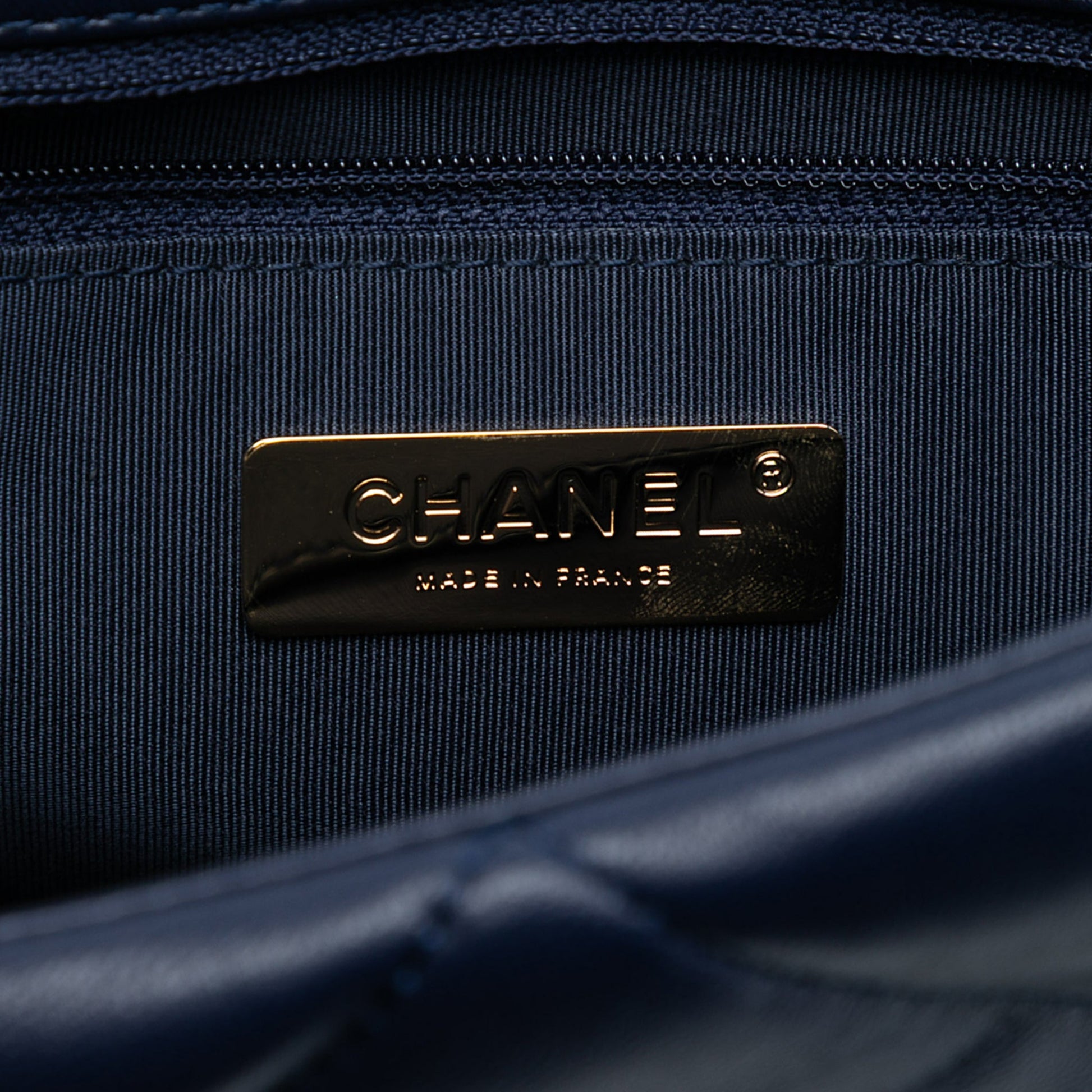 Second hand Chanel CHANEL 19 Large Lambskin Leather Matelassè Flap Handbag Blue - Tabita Bags