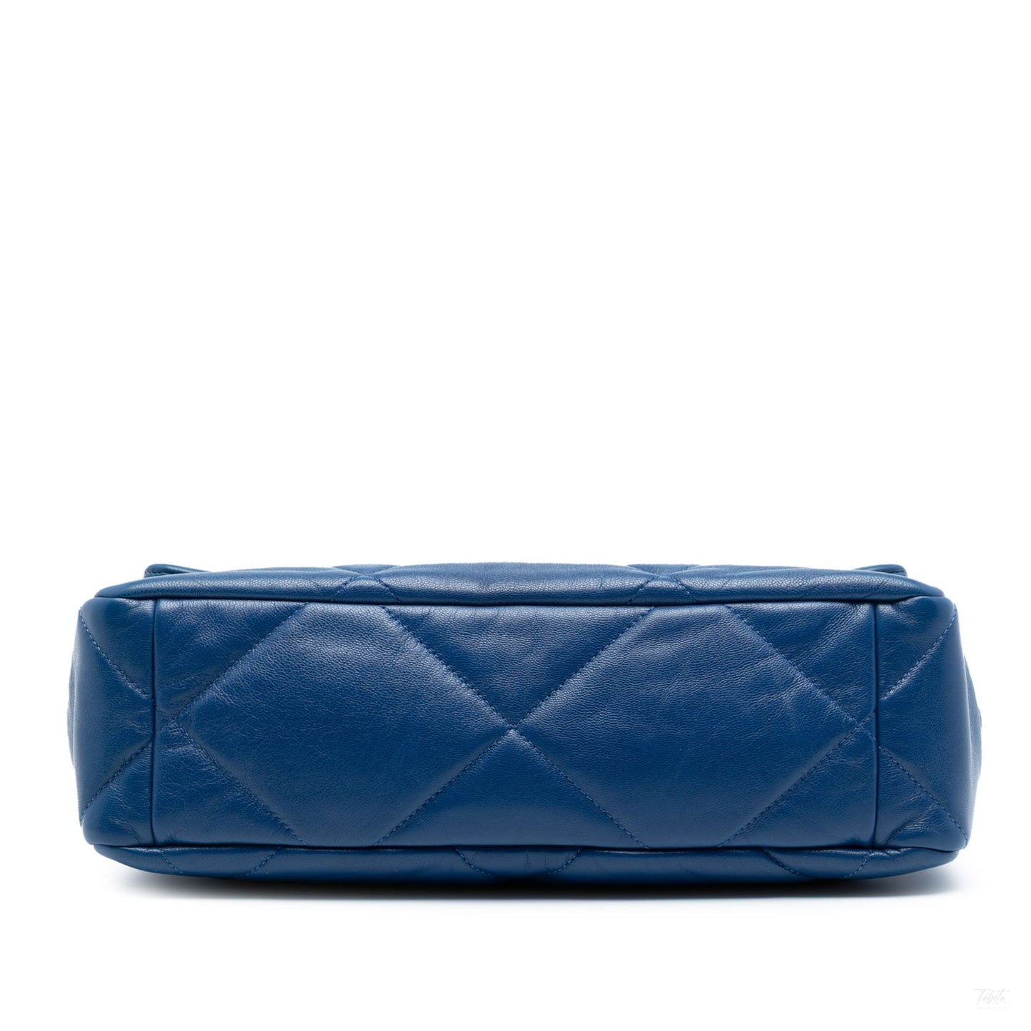Second hand Chanel CHANEL 19 Large Lambskin Leather Matelassè Flap Handbag Blue - Tabita Bags