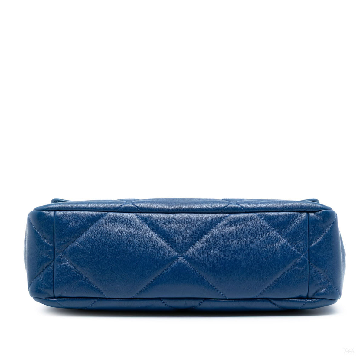 Second hand Chanel CHANEL 19 Large Lambskin Leather Matelassè Flap Handbag Blue - Tabita Bags