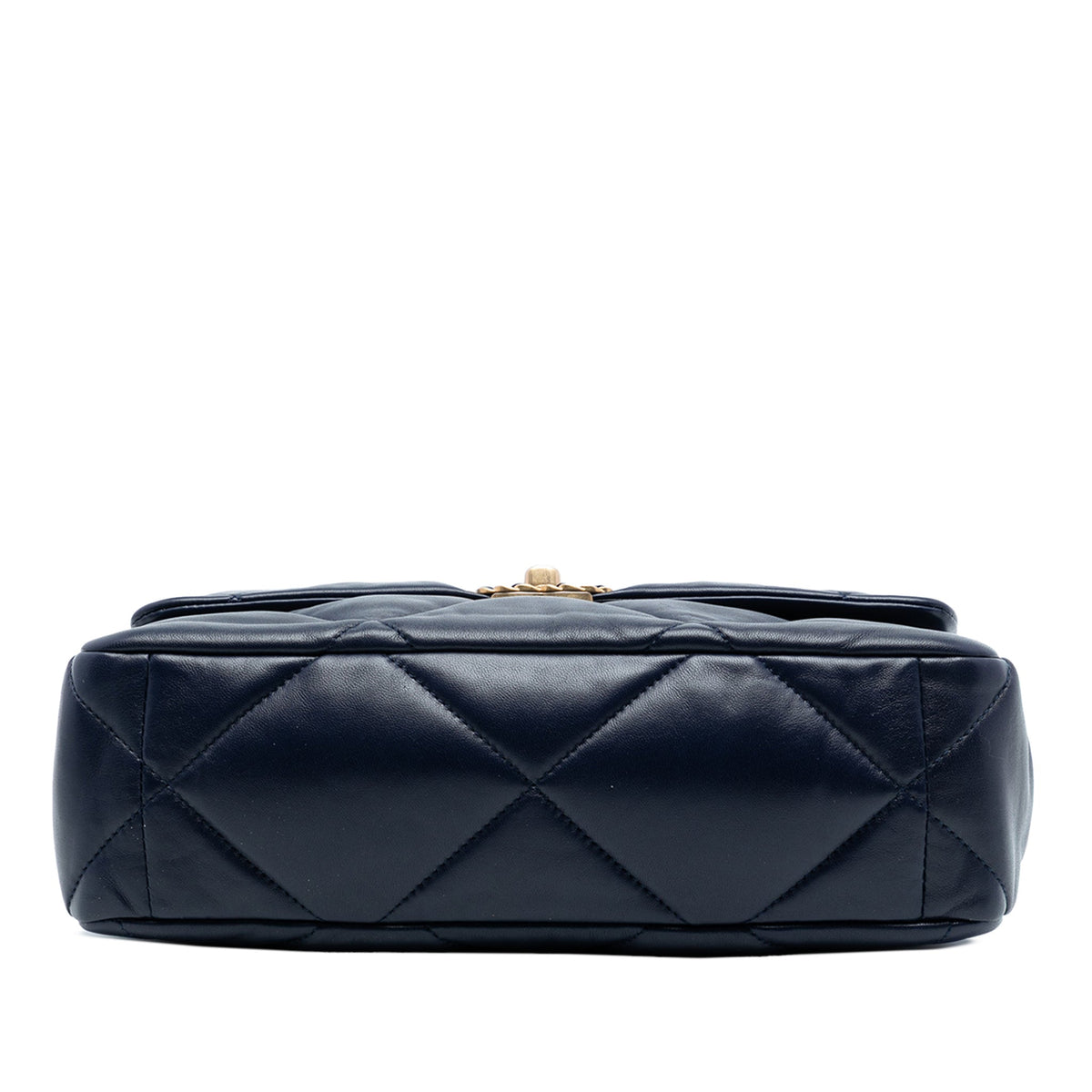 Second hand Chanel CHANEL 19 Large Lambskin Leather Matelassè Flap Handbag Blue - Tabita Bags