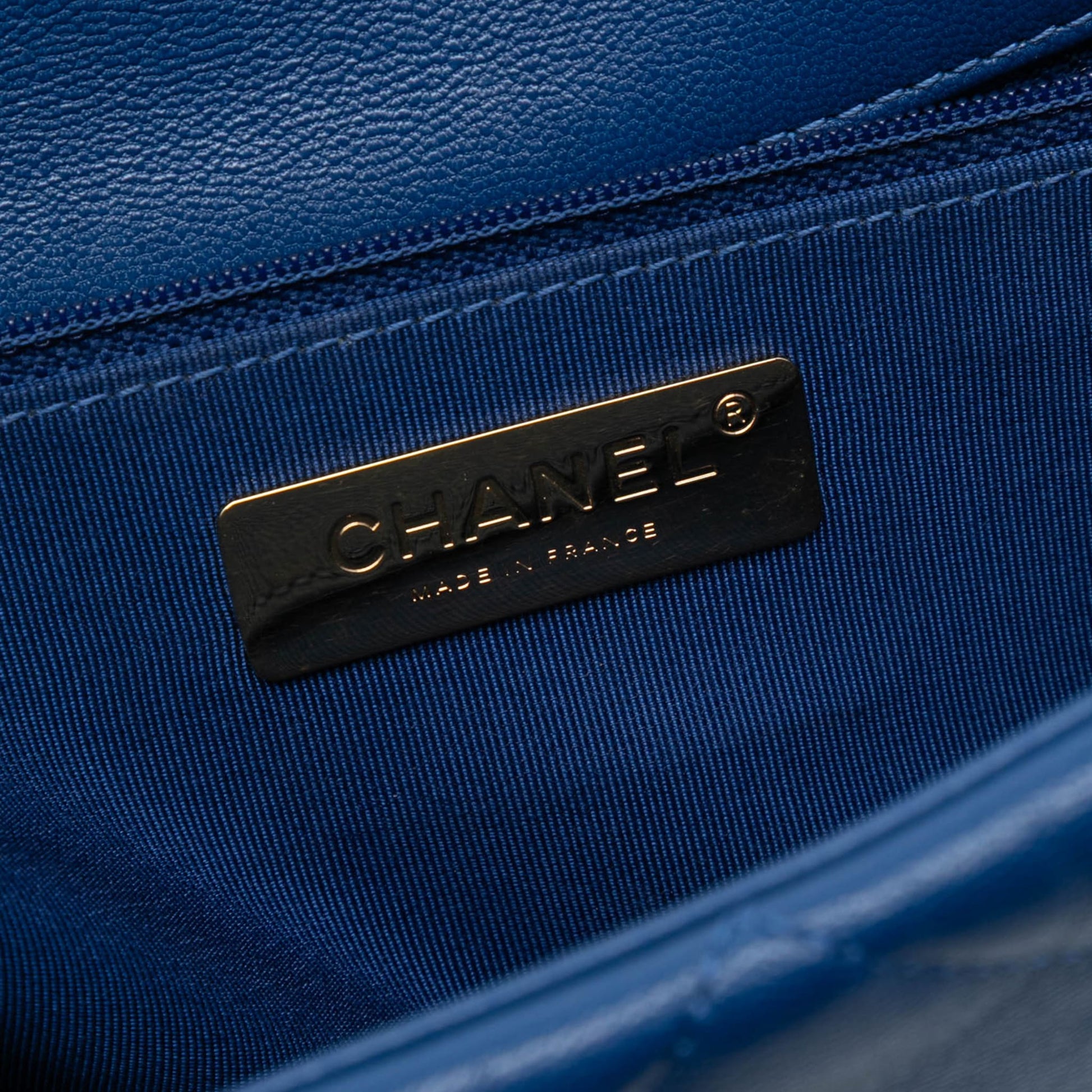 Second hand Chanel CHANEL 19 Large Lambskin Leather Matelassè Flap Handbag Blue - Tabita Bags