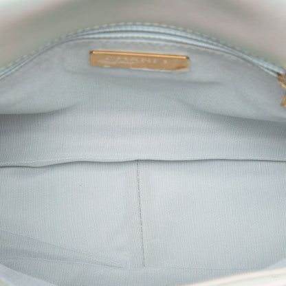 Second hand Chanel CHANEL 19 Large Lambskin Leather Matelassè Flap Handbag Iridescent Silver - Tabita Bags