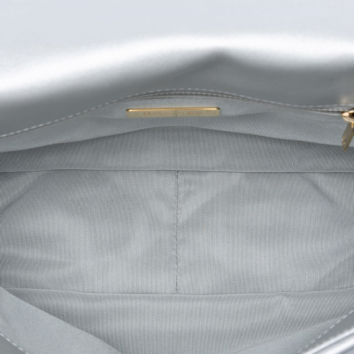 Second hand Chanel CHANEL 19 Large Lambskin Leather Matelassè Flap Handbag Silver - Tabita Bags