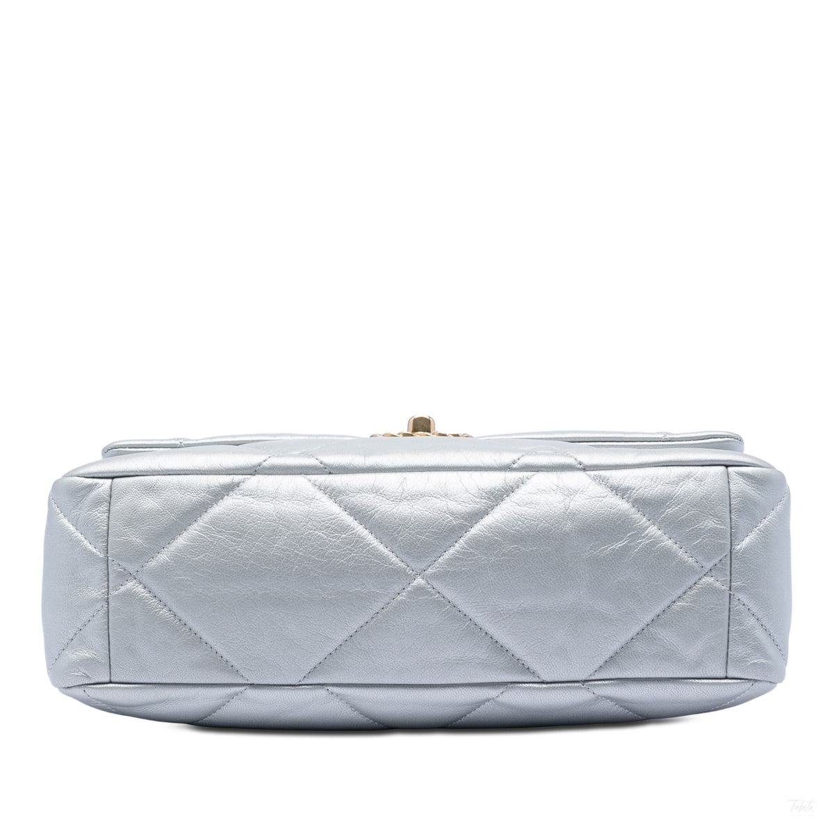 Second hand Chanel CHANEL 19 Large Lambskin Leather Matelassè Flap Handbag Silver - Tabita Bags