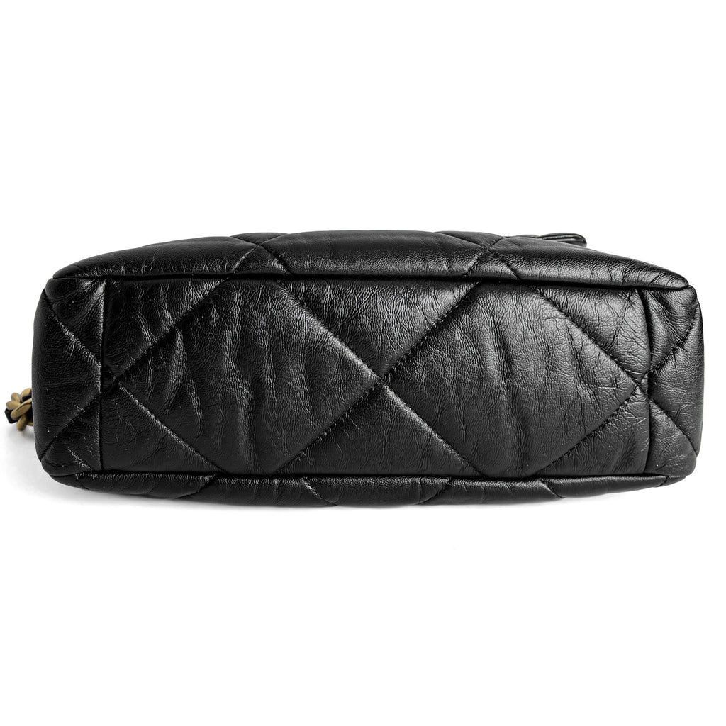 Second hand Chanel CHANEL 19 Large Matelassè Lambskin Leather 2 - Ways Flap Handbag Black - Tabita Bags