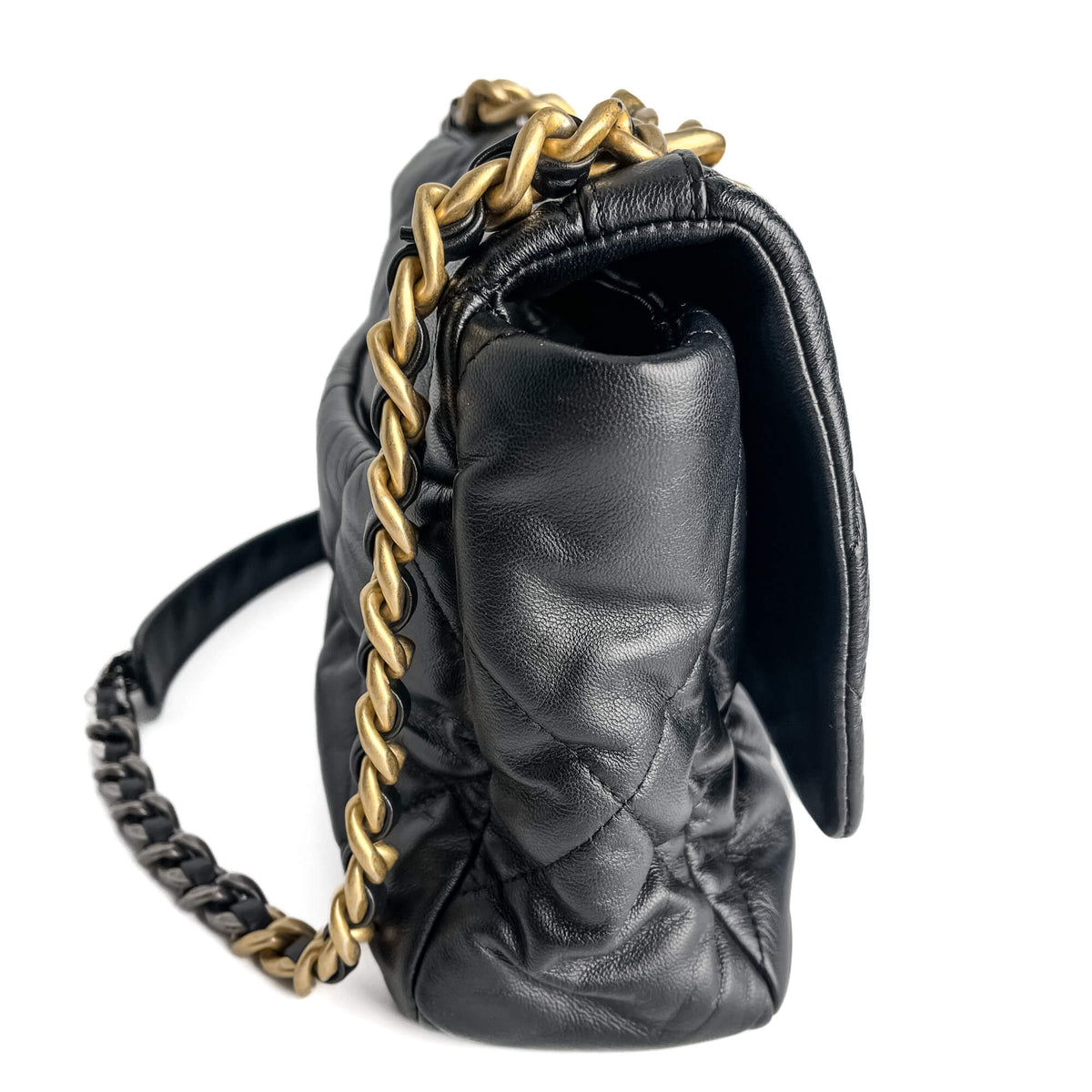 Second hand Chanel CHANEL 19 Large Matelassè Lambskin Leather 2 - Ways Flap Handbag Black - Tabita Bags