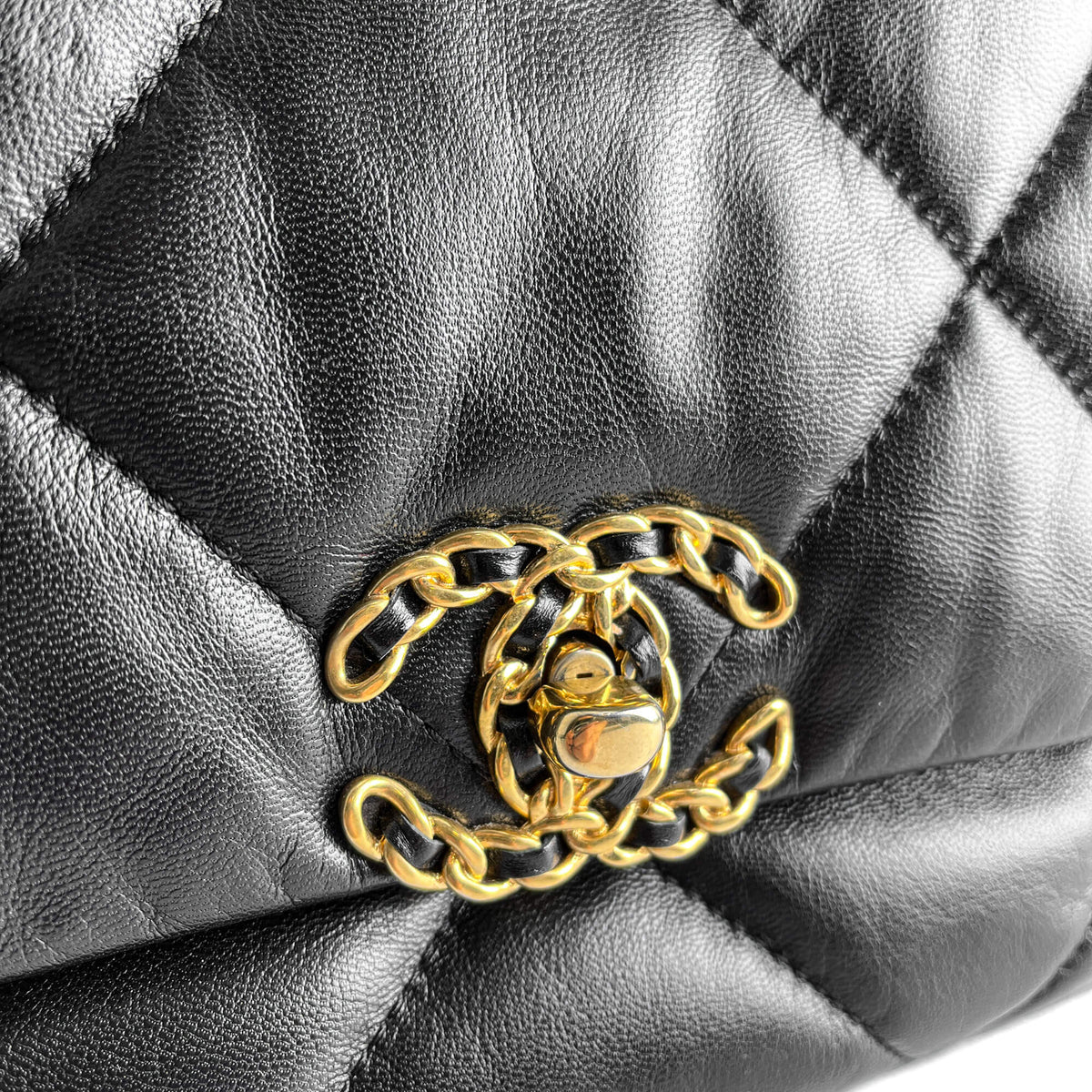 Second hand Chanel CHANEL 19 Large Matelassè Lambskin Leather 2 - Ways Flap Handbag Black - Tabita Bags