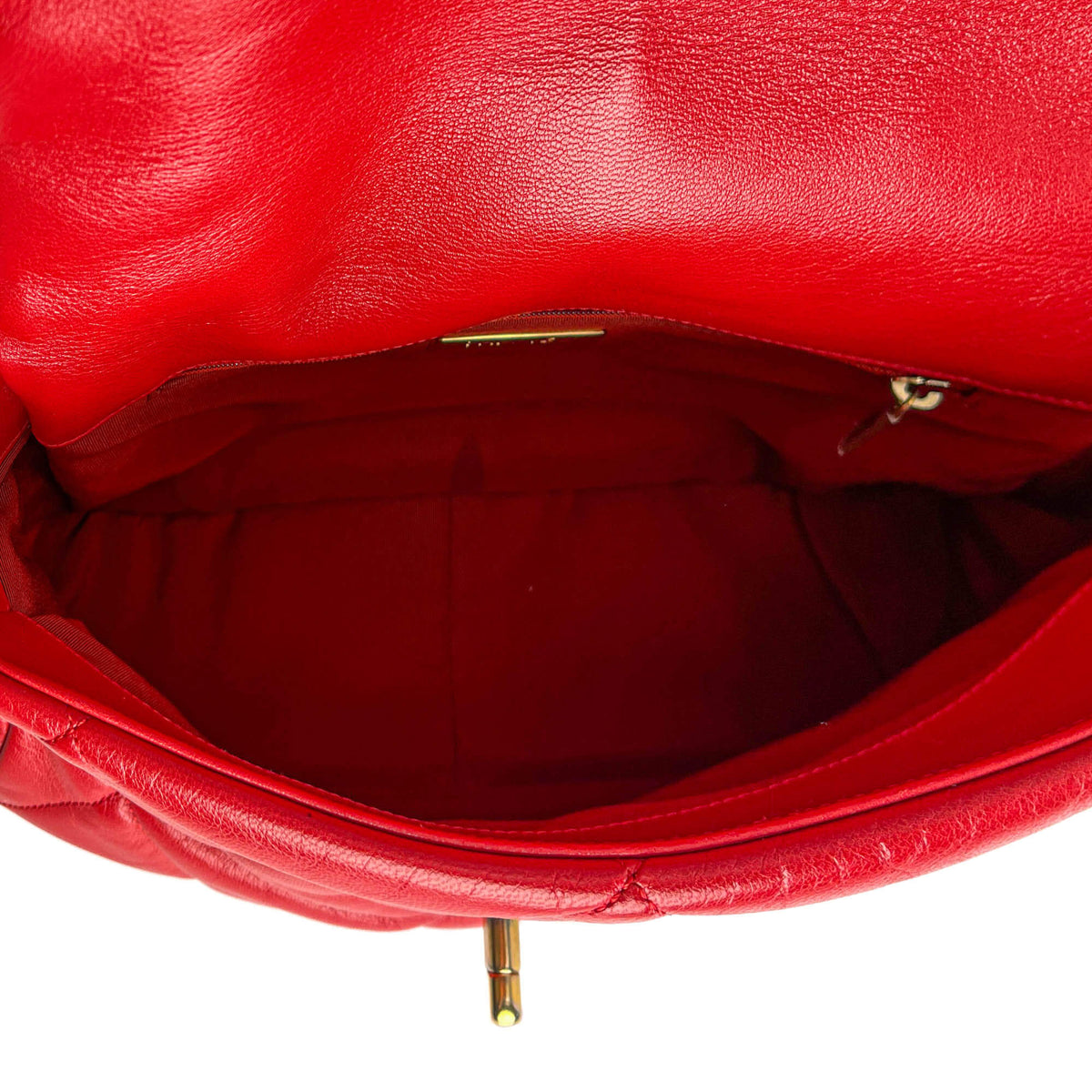 Second hand Chanel CHANEL 19 Large Matelassè Lambskin Leather 2 - Ways Flap Handbag Red - Tabita Bags