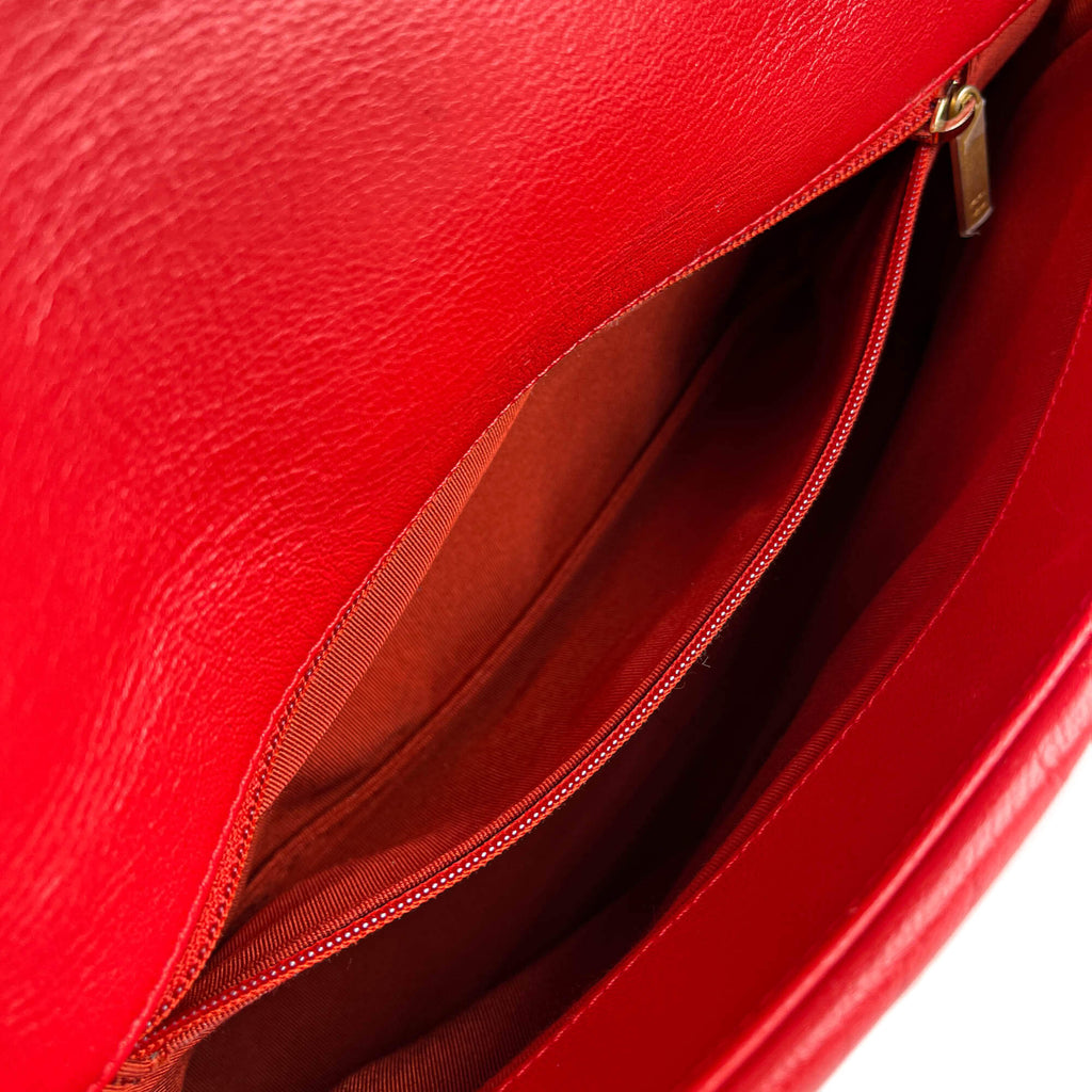 Second hand Chanel CHANEL 19 Large Matelassè Lambskin Leather 2 - Ways Flap Handbag Red - Tabita Bags