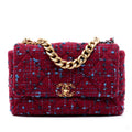 Second hand Chanel CHANEL 19 Large Tweed Matelassè Flap Handbag Purple - Tabita Bags