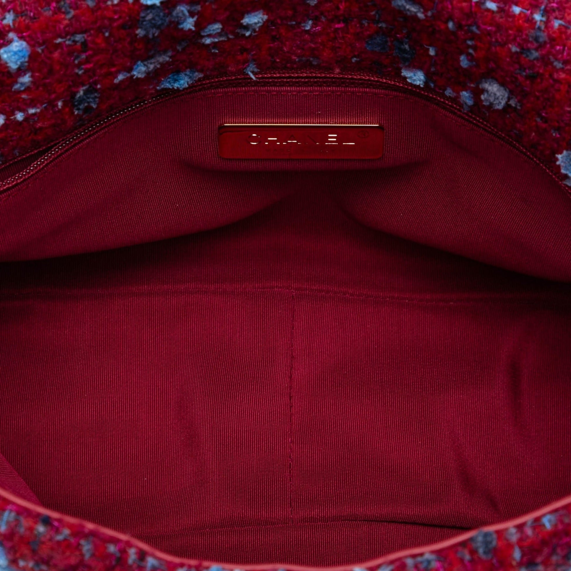 Second hand Chanel CHANEL 19 Large Tweed Matelassè Flap Handbag Purple - Tabita Bags