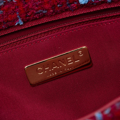 Second hand Chanel CHANEL 19 Large Tweed Matelassè Flap Handbag Purple - Tabita Bags