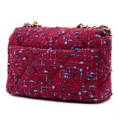 Second hand Chanel CHANEL 19 Large Tweed Matelassè Flap Handbag Purple - Tabita Bags