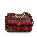 Second hand Chanel CHANEL 19 Large Tweed Matelassè Flap Handbag Red - Tabita Bags