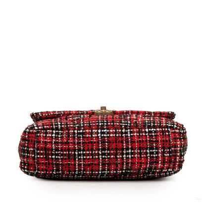 Second hand Chanel CHANEL 19 Large Tweed Matelassè Flap Handbag Red - Tabita Bags