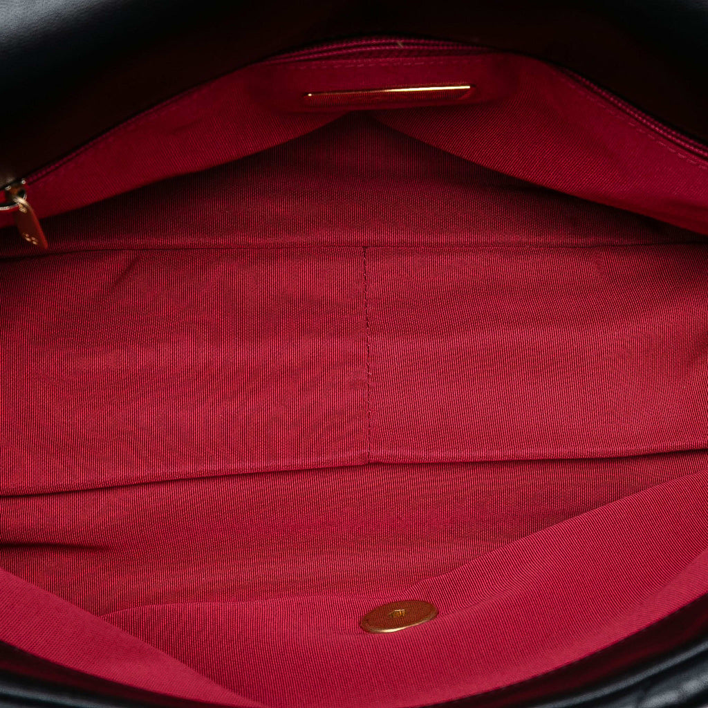 Second hand Chanel CHANEL 19 Maxi Lambskin Leather Matelassè Flap Handbag Black - Tabita Bags