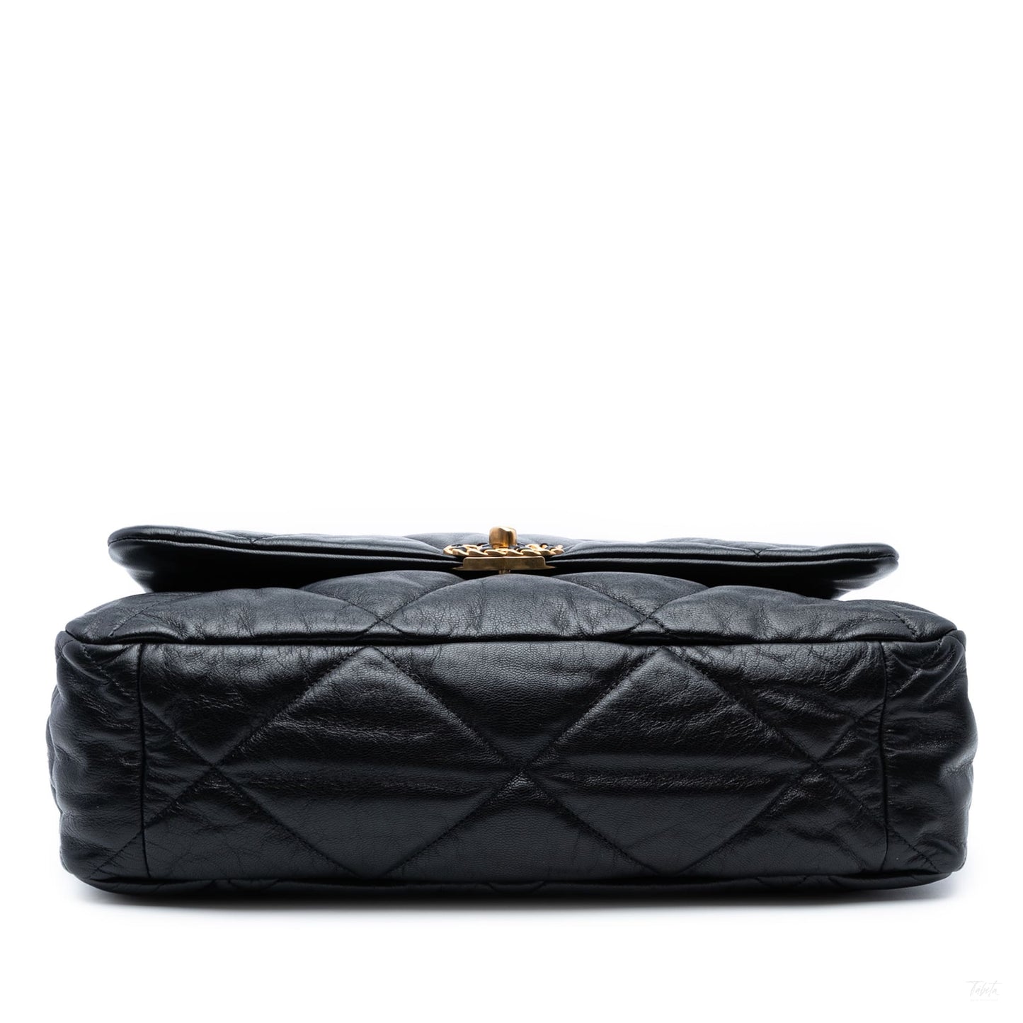 Second hand Chanel CHANEL 19 Maxi Lambskin Leather Matelassè Flap Handbag Black - Tabita Bags