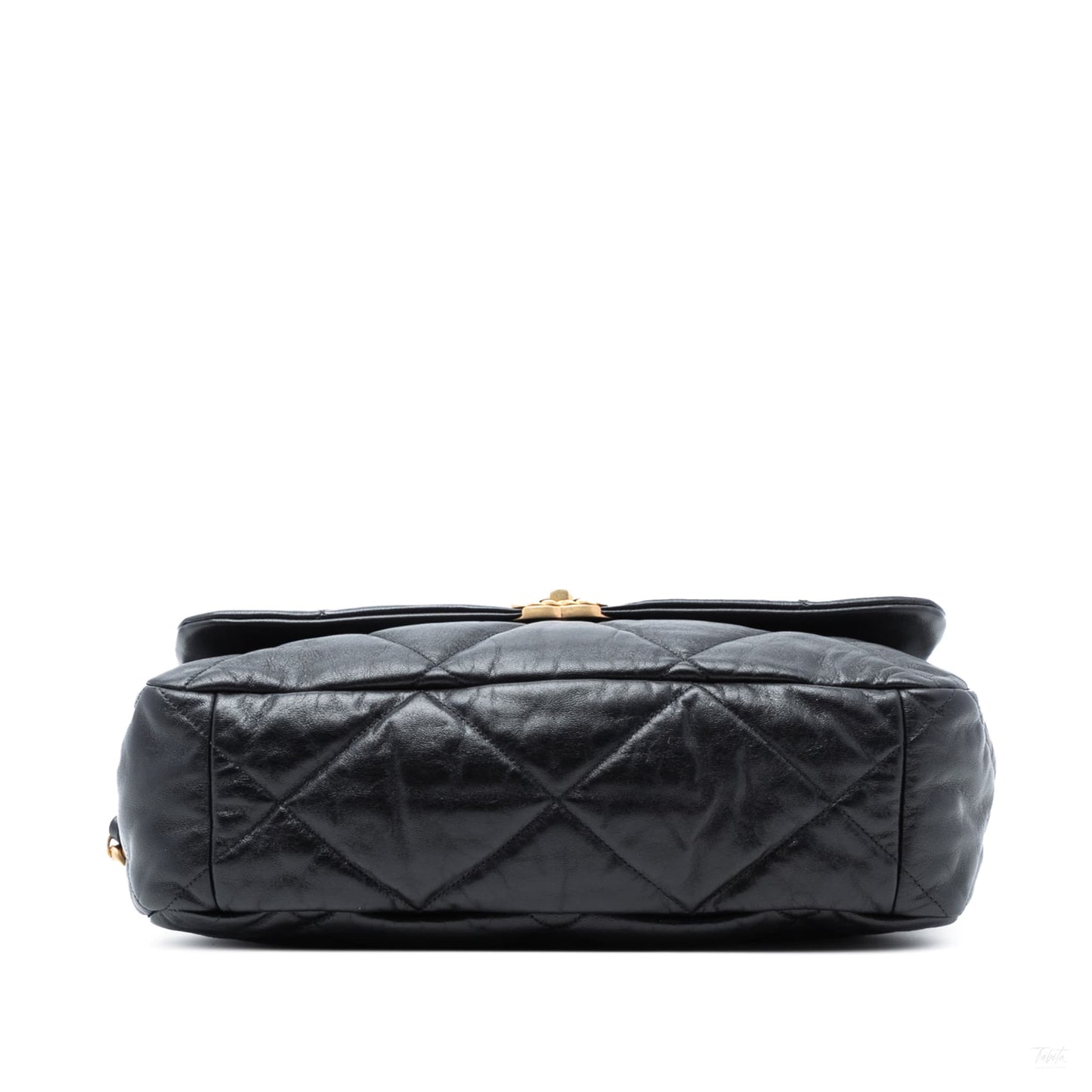 Second hand Chanel CHANEL 19 Maxi Lambskin Leather Matelassè Flap Handbag Black - Tabita Bags