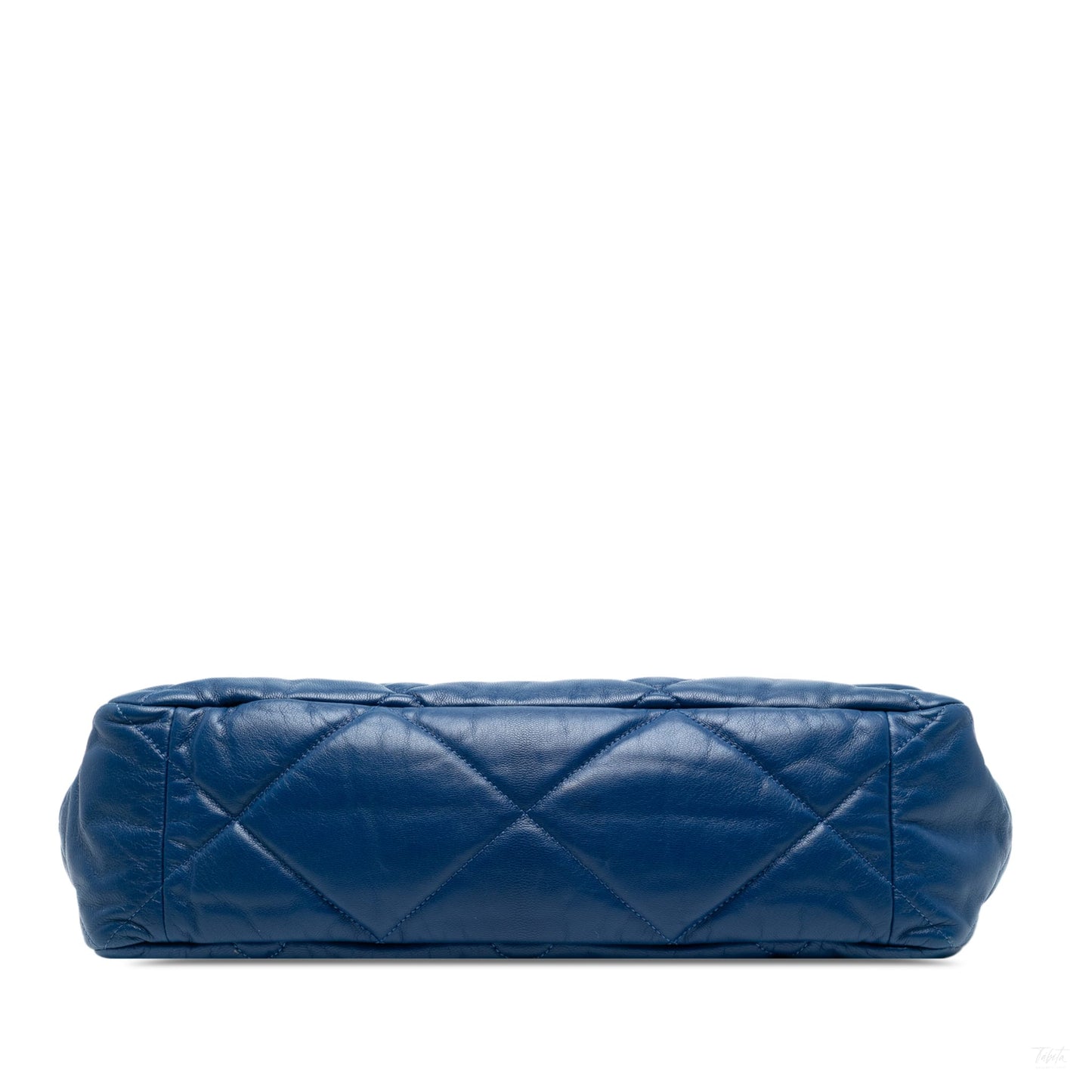Second hand Chanel CHANEL 19 Maxi Lambskin Leather Matelassè Flap Handbag Blue - Tabita Bags