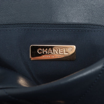 Second hand Chanel CHANEL 19 Maxi Matelassè Lambskin Leather Flap Bag Navy - Tabita Bags