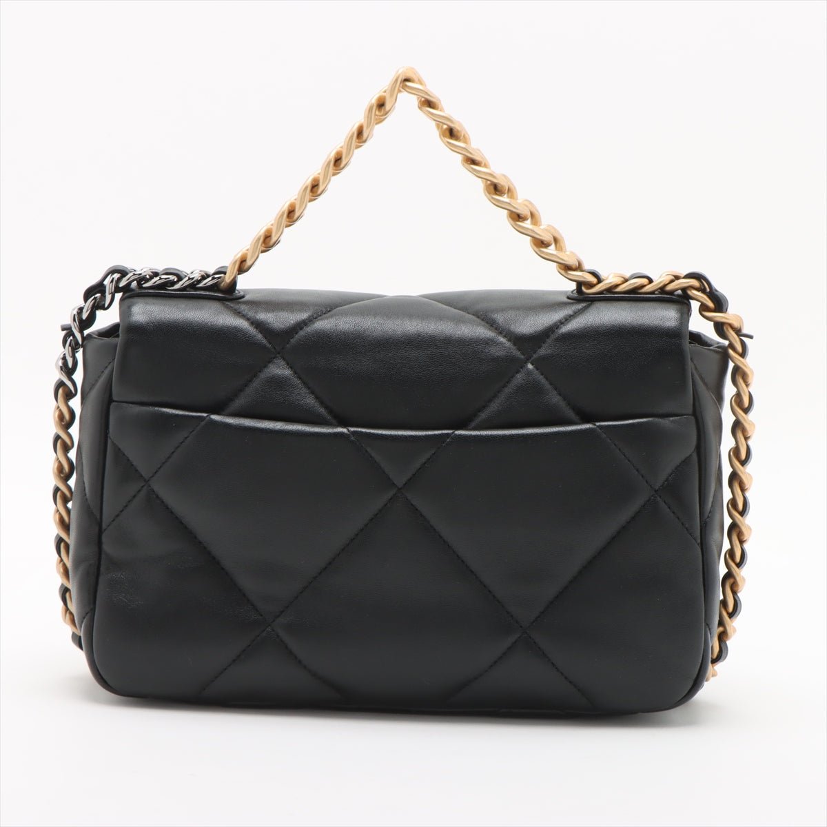Second hand Chanel CHANEL 19 Medium Lambskin Leather Matelassè Flap Handbag Black - Tabita Bags