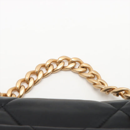 Second hand Chanel CHANEL 19 Medium Lambskin Leather Matelassè Flap Handbag Black - Tabita Bags
