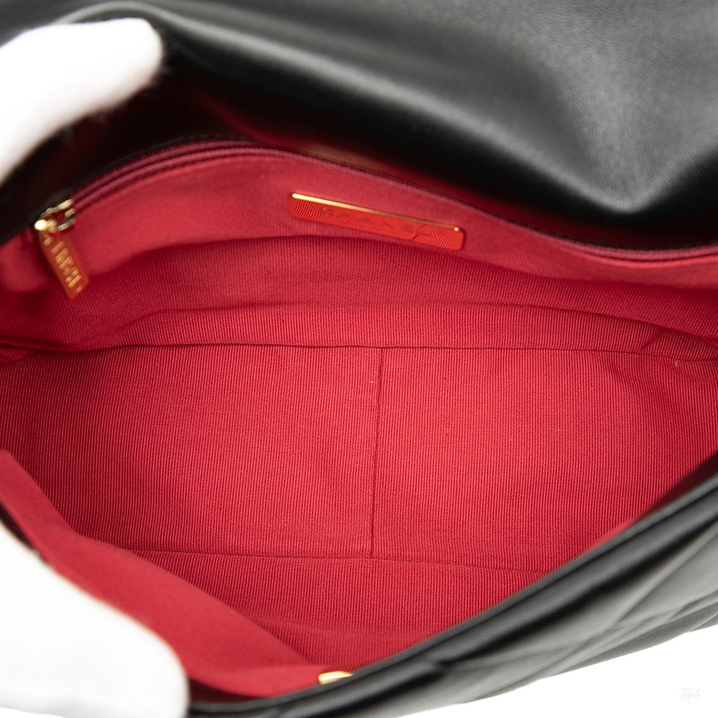 Second hand Chanel CHANEL 19 Medium Lambskin Leather Matelassè Flap Handbag Black - Tabita Bags