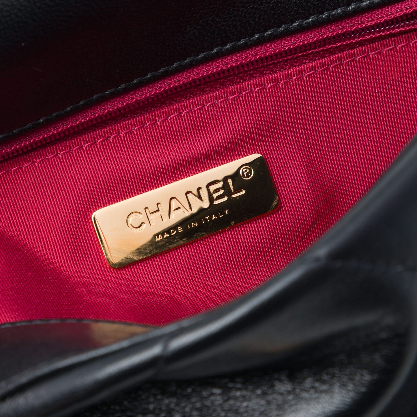 Second hand Chanel CHANEL 19 Medium Lambskin Leather Matelassè Flap Handbag Black - Tabita Bags