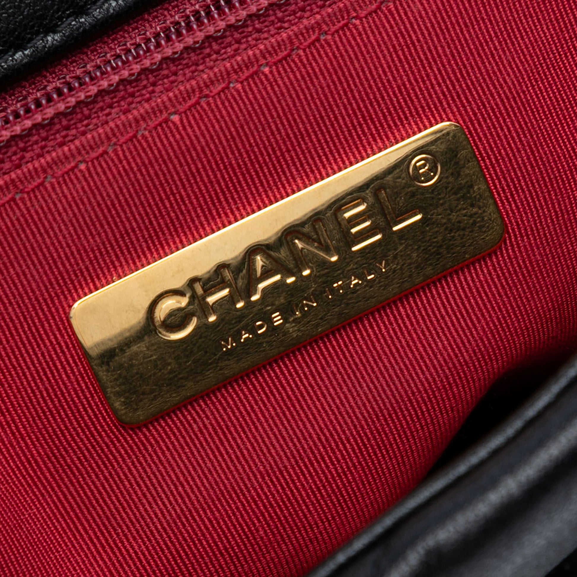 Second hand Chanel CHANEL 19 Medium Lambskin Leather Matelassè Flap Handbag Black - Tabita Bags