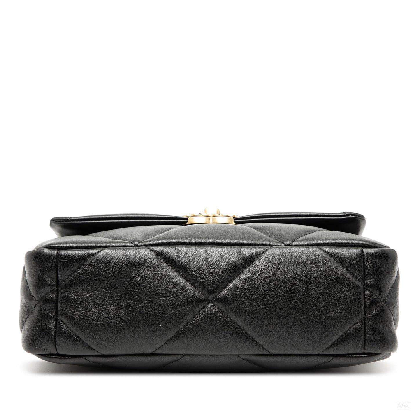 Second hand Chanel CHANEL 19 Medium Lambskin Leather Matelassè Flap Handbag Black - Tabita Bags