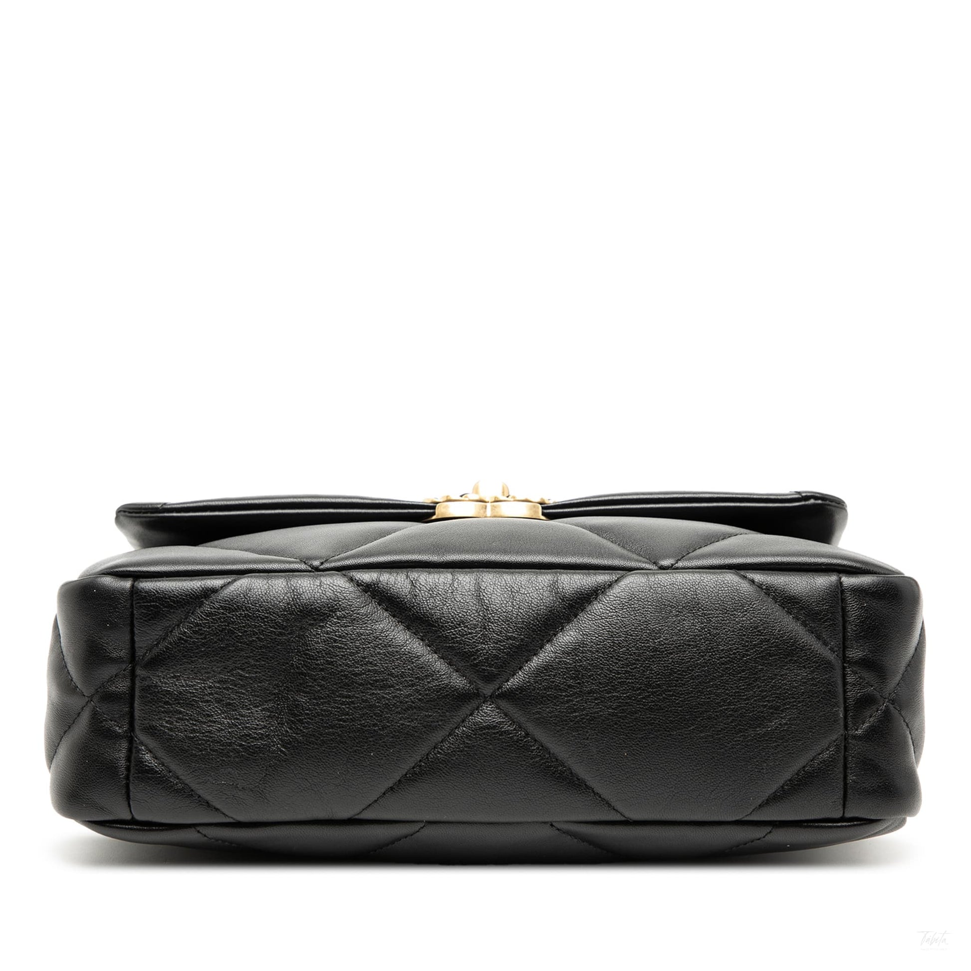 Second hand Chanel CHANEL 19 Medium Lambskin Leather Matelassè Flap Handbag Black - Tabita Bags