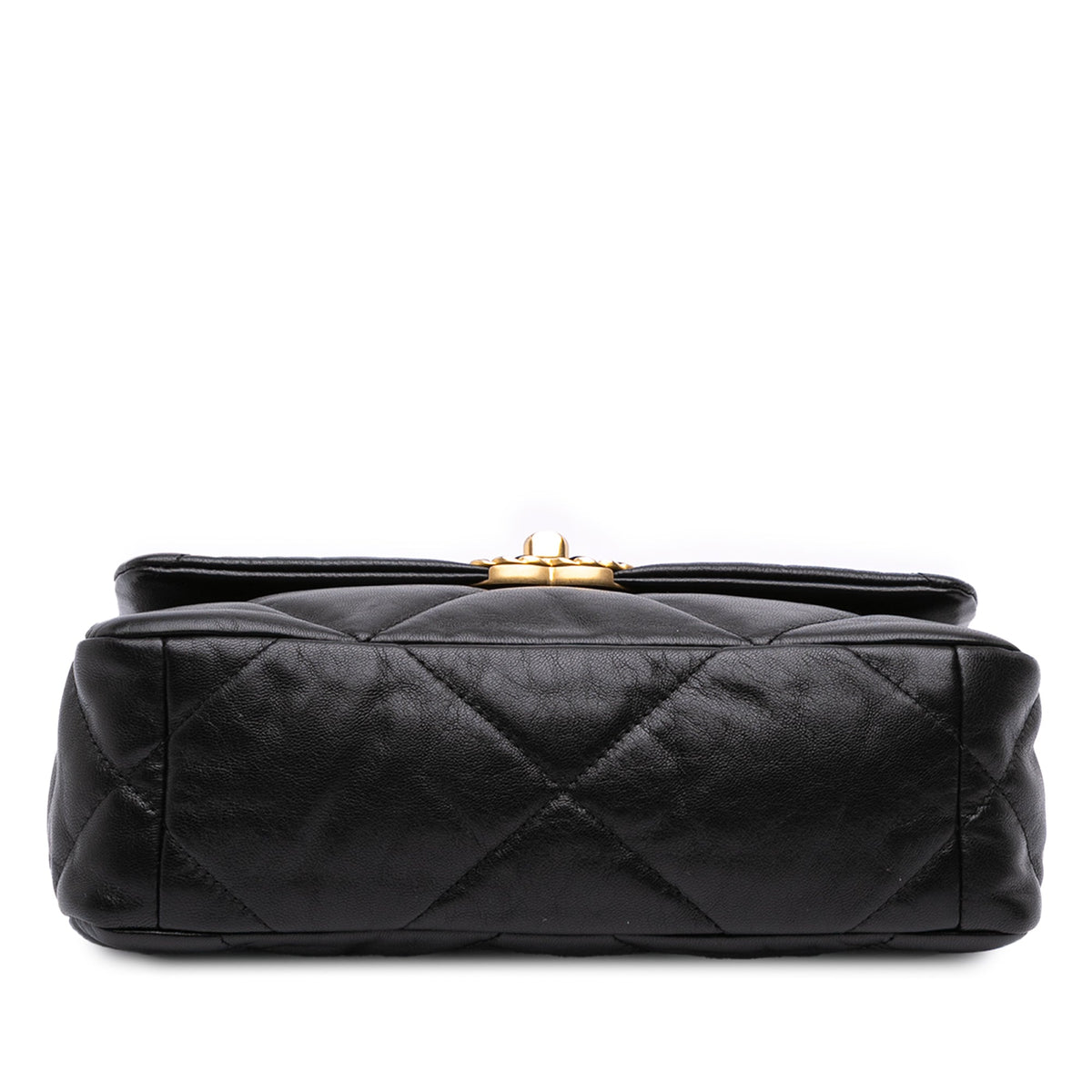 Second hand Chanel CHANEL 19 Medium Lambskin Leather Matelassè Flap Handbag Black - Tabita Bags