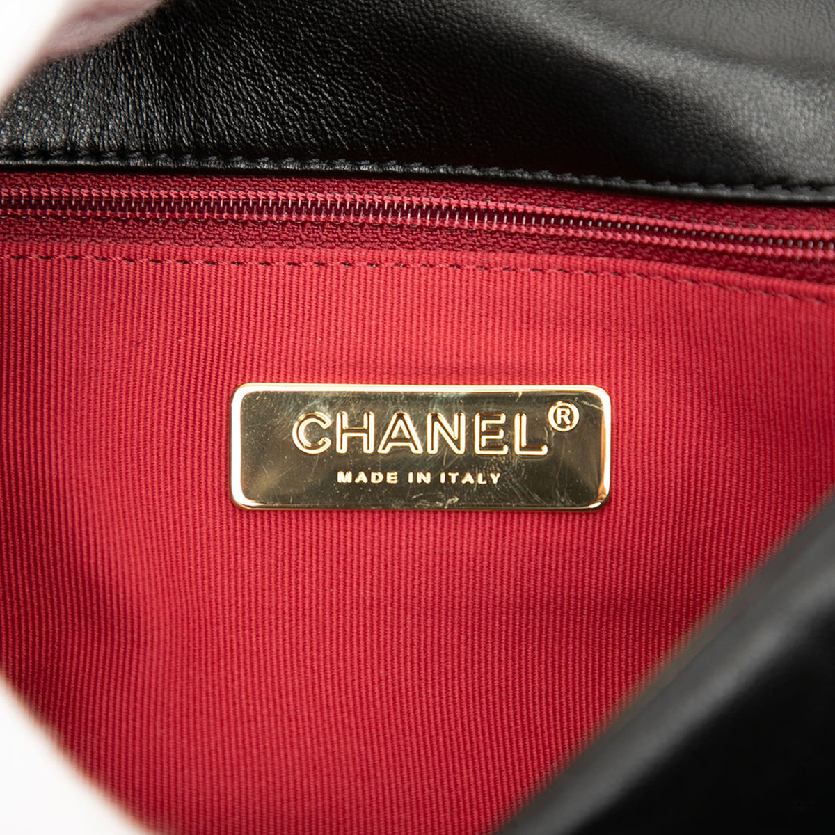Second hand Chanel CHANEL 19 Medium Lambskin Leather Matelassè Flap Handbag Black - Tabita Bags