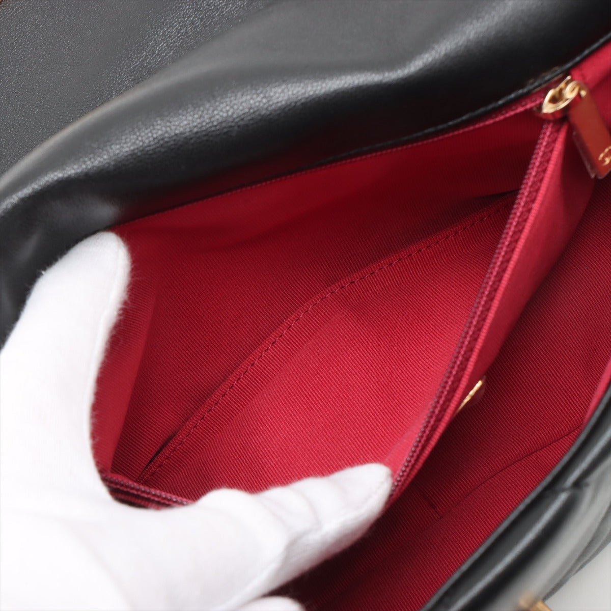 Second hand Chanel CHANEL 19 Medium Lambskin Leather Matelassè Flap Handbag Black - Tabita Bags