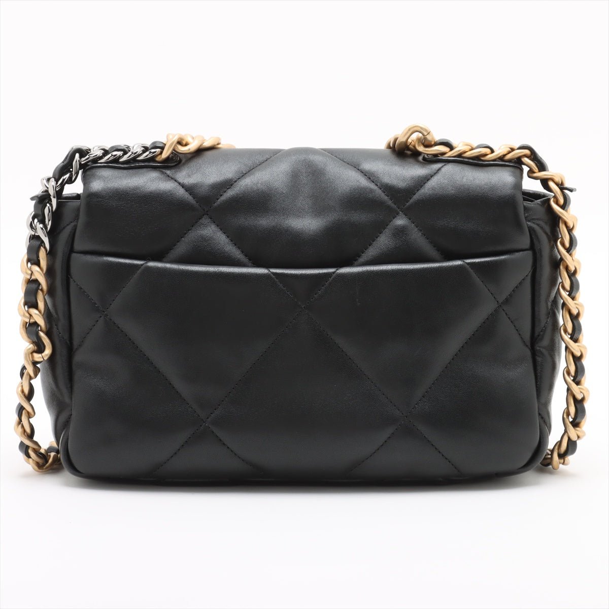 Second hand Chanel CHANEL 19 Medium Lambskin Leather Matelassè Flap Handbag Black - Tabita Bags