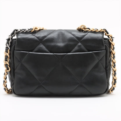 Second hand Chanel CHANEL 19 Medium Lambskin Leather Matelassè Flap Handbag Black - Tabita Bags